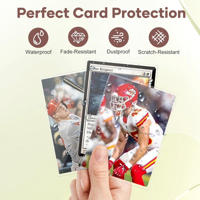 Mlikero 100 Count Card Sleeves, Clear Soft Trading Card Sleeves, Polypropylene (PP), Fit for MTG, TCG, Baseball, Football, Game Cards - Image 3